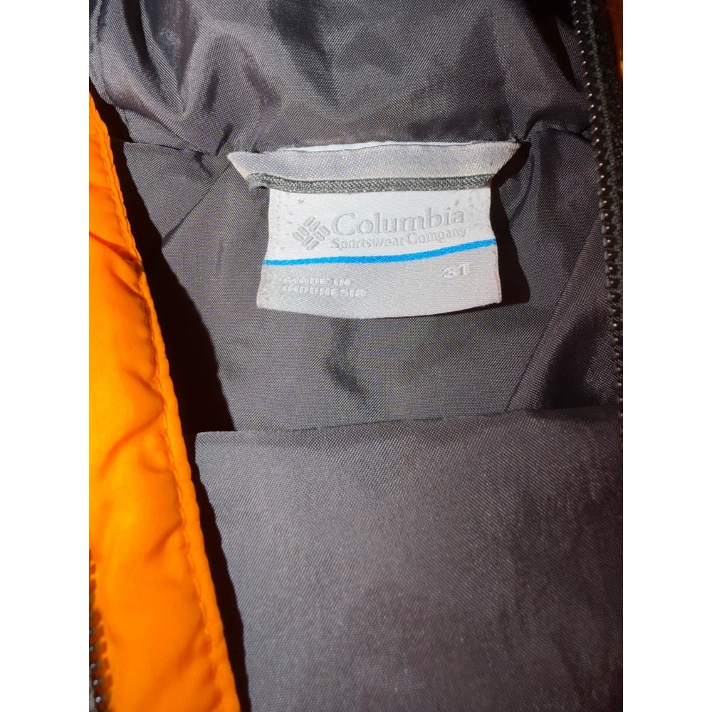 Columbia Kids 3T Hooded Puffer Jacket Orange Black Full Zip Winter Outerwear - Picture 4 of 6